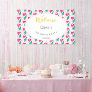 Niedliches Party Aquarellfarben-Illustrationsmuste Banner