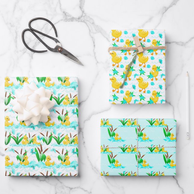 niedliches Party aus Entenkacheln Geschenkpapier Set (Vorderseite)