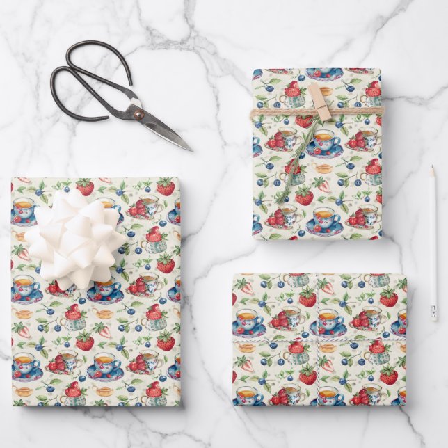 Niedliches Party aus Kacheltee Geschenkpapier Set (Vorderseite)