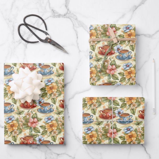 Niedliches Party aus Kacheltee Geschenkpapier Set (Vorderseite)