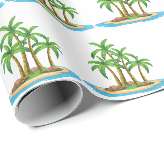 Niedliches Party aus Strandpalmen Geschenkpapier (Rolleneckpunkt)