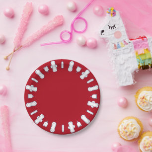 Niedliches Party des roten Cartoon Pad Border Pappteller