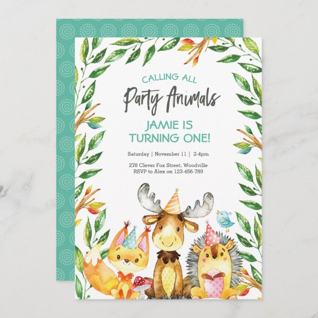 Niedliches Party Einladung (Vorne/Hinten)