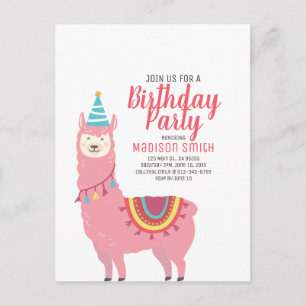 Niedliches Party Llama und Balloon Einladung zum G