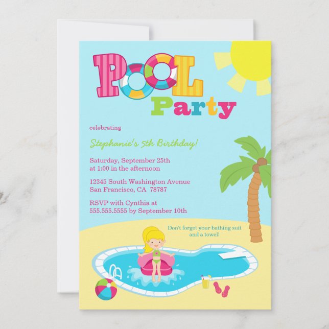 Niedliches Party-Mädchen Geburtstagsfeier Einladung (Vorderseite)