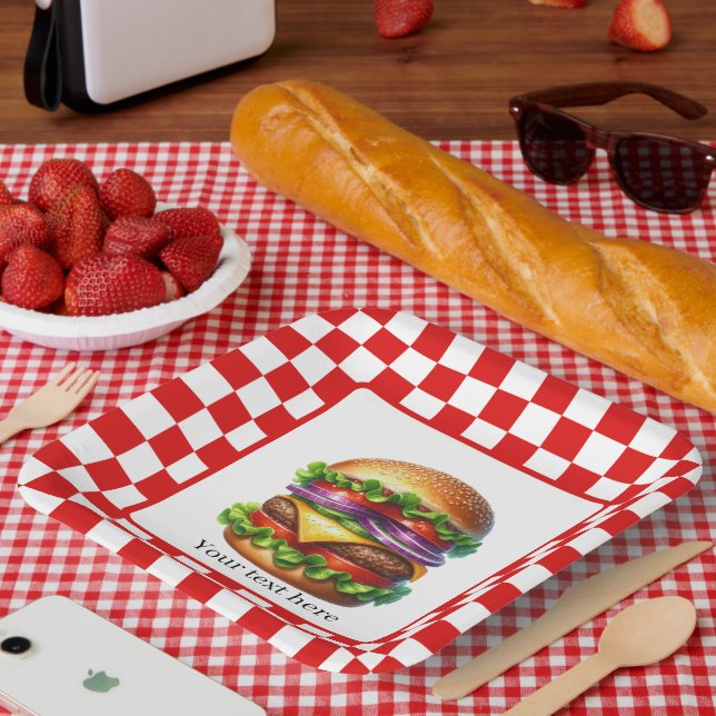 Niedliches Party mit Hamburger Pappteller (Picknick)