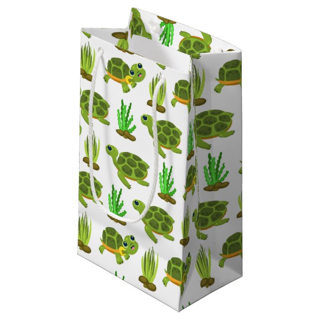 Niedliches Party mit Meeresschildkröten Kleine Geschenktüte (Vorderseite Schrägansicht)