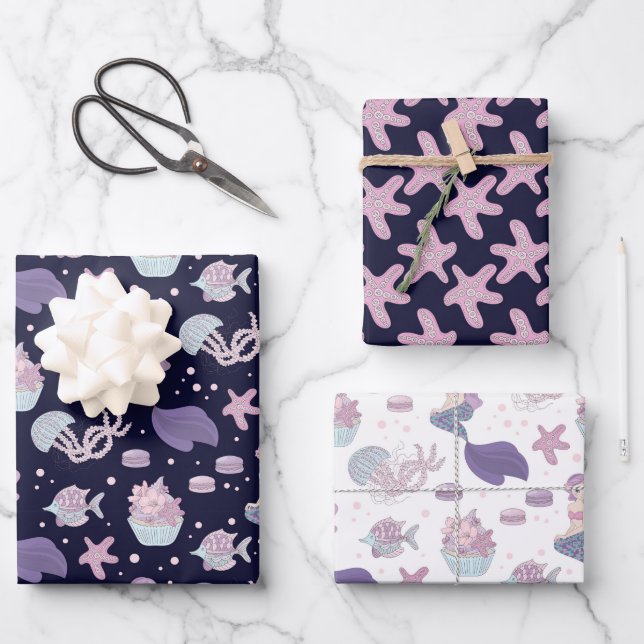 niedliches Party mit Meerjungfrau Geschenkpapier Set (Vorderseite)