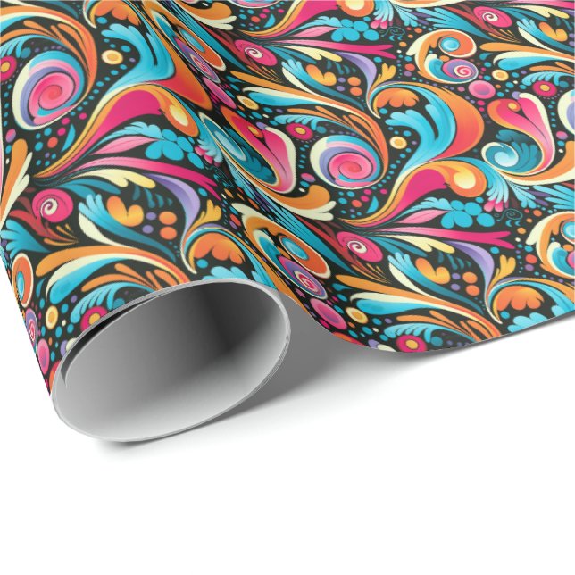 Niedliches Party mit Retrokacheln Geschenkpapier (Rolleneckpunkt)