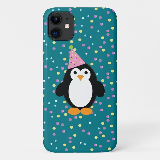 Niedliches Party Pinguin Case-Mate iPhone Hülle (Rückseite)