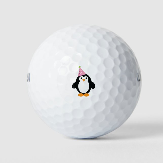 Niedliches Party Pinguin Golfball (Vorderseite)