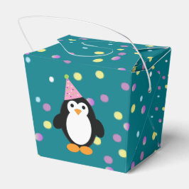 Niedliches Party Pinguin mit rundem Konfetti-Hinte Geschenkschachtel