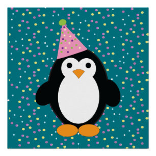Niedliches Party Pinguin Poster