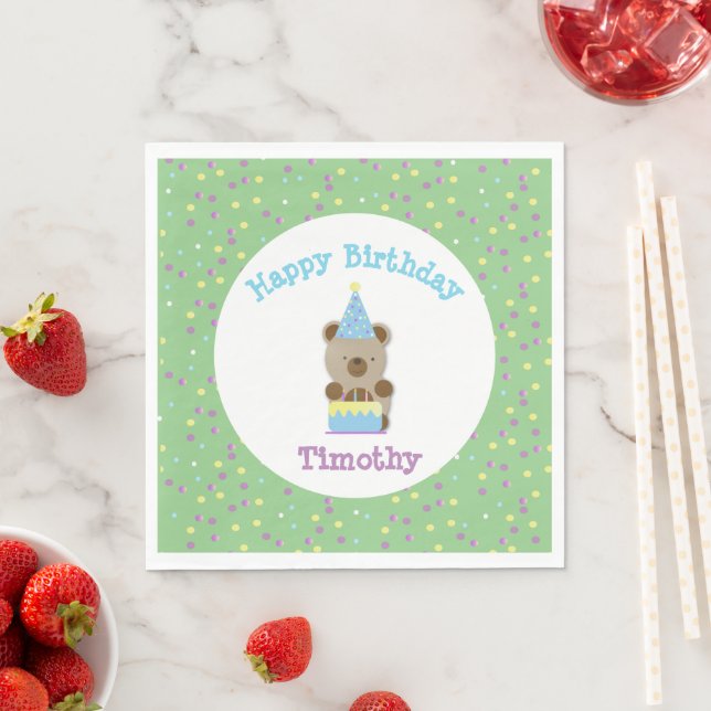Niedliches Party Teddy Bear Geburtstag Serviette (Beispiel)