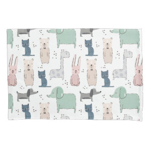 Niedliches Pastel Baby-Tiermuster Kissenbezug