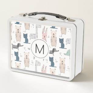 Niedliches Pastel Baby-Tiermuster Metall Brotdose