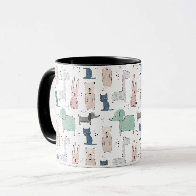 Niedliches Pastel Baby-Tiermuster Tasse (Vorderseite Links)