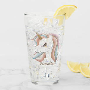 Niedliches Pastel Baby Unicorn Personalisiertes Tr Glas