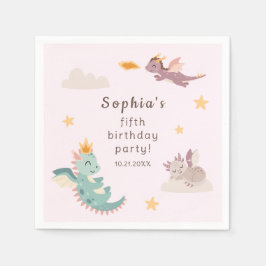 Niedliches Pastel Dragon Kindergeburtstag Party Serviette