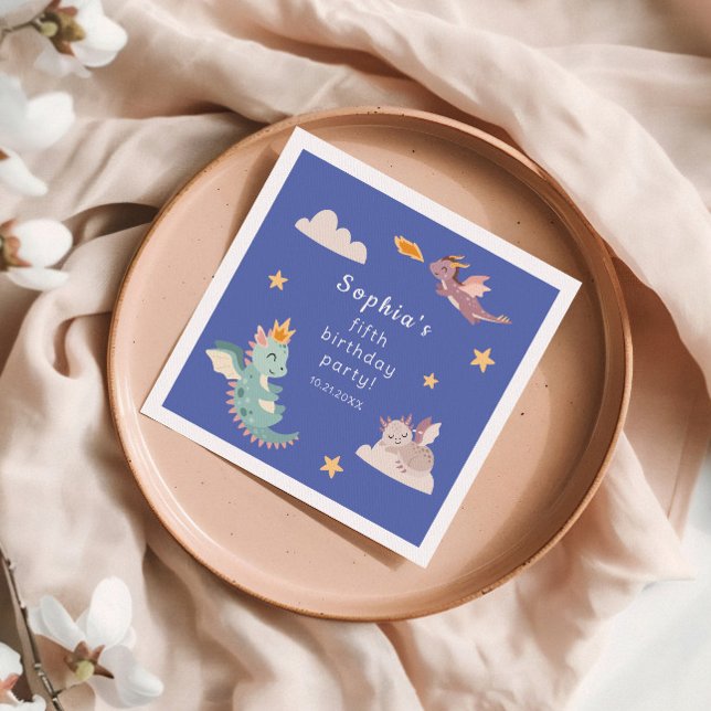 Niedliches Pastel Dragon Kindergeburtstag Party Serviette (Von Creator hochgeladen)