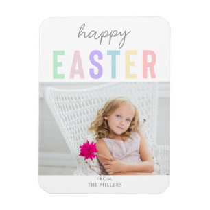 Niedliches Pastel Happy Oaster Typografy Foto Magnet