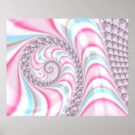 Niedliches Pastel Pink Blue Spiral Fraktal Poster
