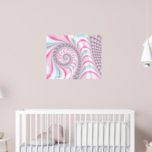 Niedliches Pastel Pink Blue Spiral Fraktal Poster