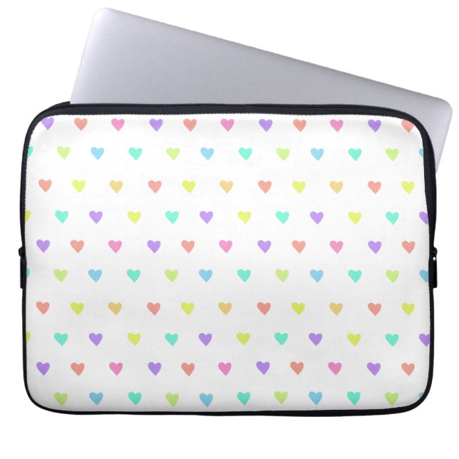 Niedliches Pastel-Regenbogen-Herzmuster Laptopschutzhülle (Vorderseite)