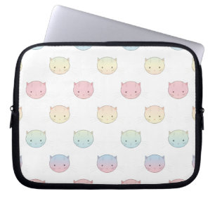 Niedliches Pastell Kitty Cat Faces Muster Laptopschutzhülle