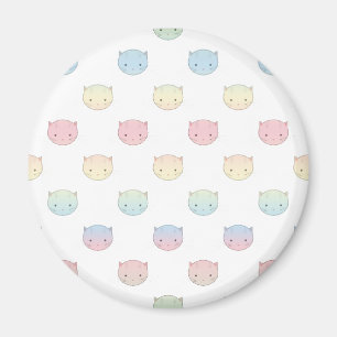 Niedliches Pastell Kitty Cat Faces Muster Magnet