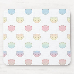 Niedliches Pastell Kitty Cat Faces Muster Mousepad