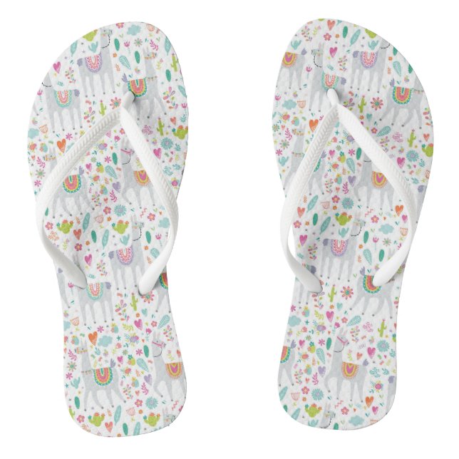 Niedliches Pastell-Lama-Muster Flip Flops (Fußbett)