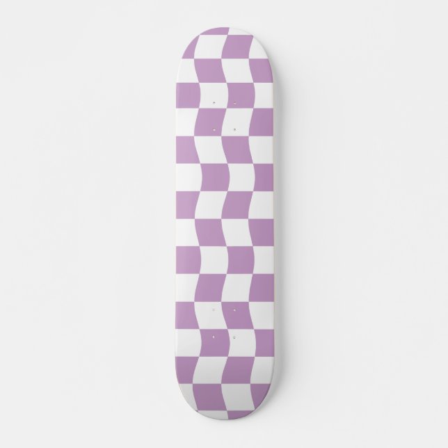 Niedliches Pastell-Lila-Weißes Karton-Muster Skateboard (Vorne)