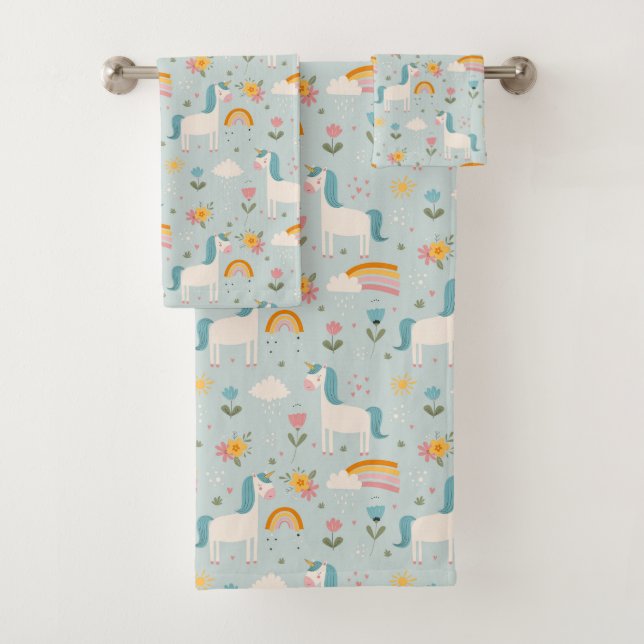 Niedliches Pastell-Regenbogen-Muster Badhandtuch Set (Insitu)