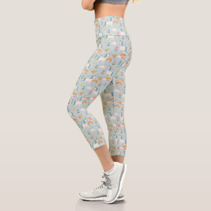 Niedliches Pastell-Regenbogen-Muster Capri Leggings