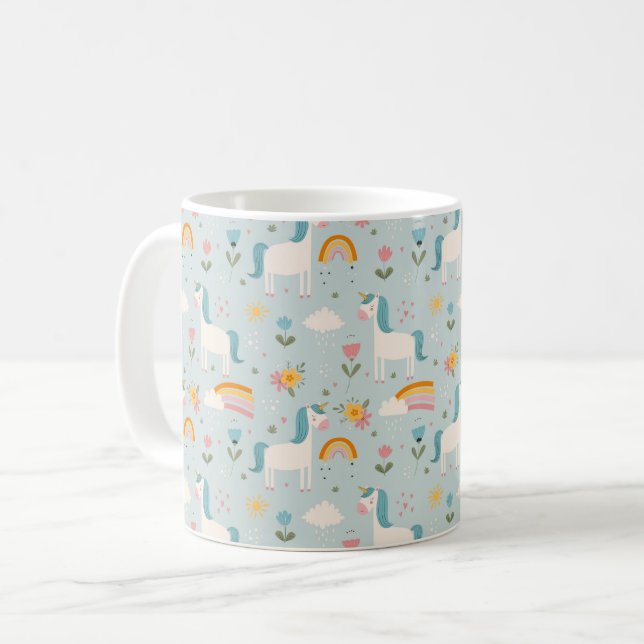 Niedliches Pastell-Regenbogen-Muster Kaffeetasse (Vorderseite Links)