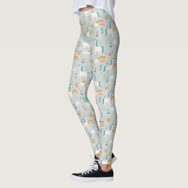 Niedliches Pastell-Regenbogen-Muster Leggings (Links)