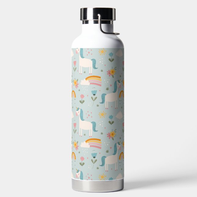 Niedliches Pastell-Regenbogen-Muster Trinkflasche (links)