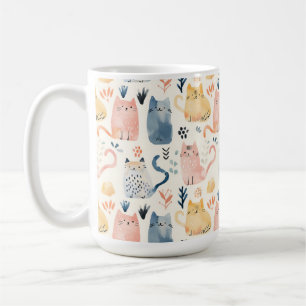 Niedliches Pastellkatzenmuster Kaffeetasse