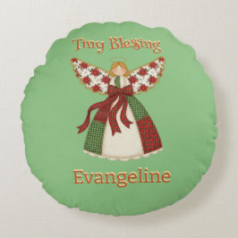 Niedliches Patchwork Angel - Personalisiertes Baby Rundes Kissen