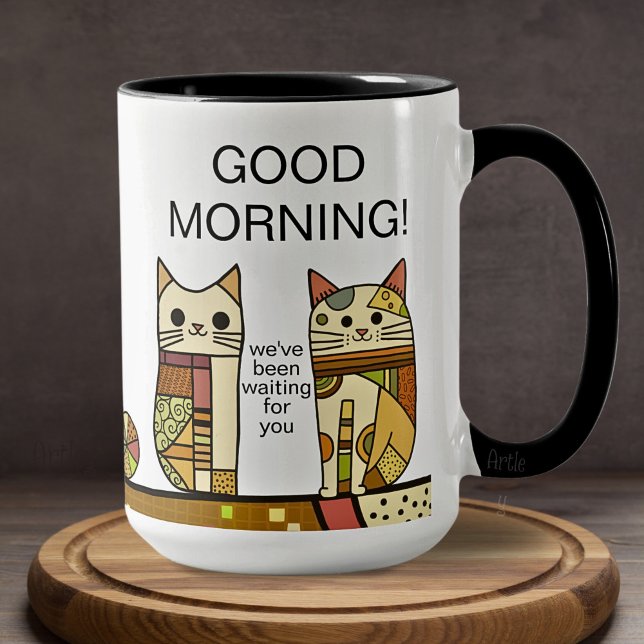 Niedliches Patchwork Cat Good Morgenkaffee Tasse (Von Creator hochgeladen)