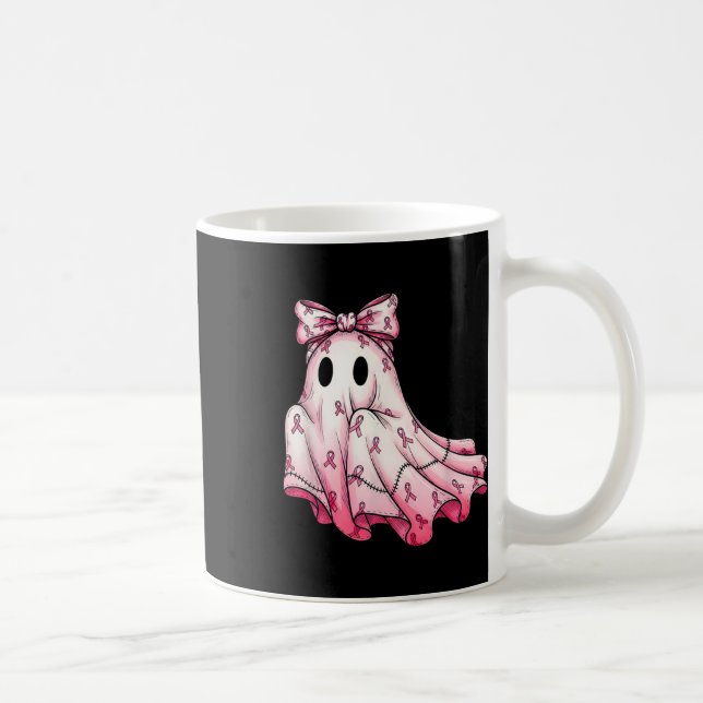 Niedliches Patchwork Ghost Pink Ribbon Brustkrebs  Kaffeetasse (Rechts)