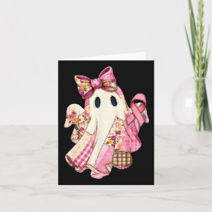 Niedliches Patchwork Ghost Pink Ribbon Brustkrebs Karte