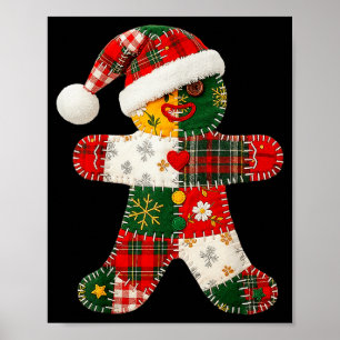 Niedliches Patchwork Gingerbrei Mann Weihnachten M Poster