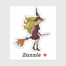 Niedliches Patchwork Halloween Hexe auf Broom