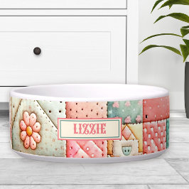Niedliches Patchwork Pastel Individuelle Name Cat Napf