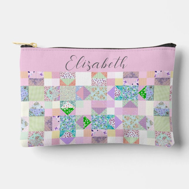 Niedliches Patchwork-Quilting für benutzerdefinier Zubehörtasche (Vorderseite)