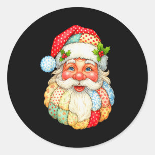 Niedliches Patchwork Weihnachten Weihnachten Weihn Runder Aufkleber
