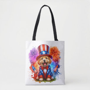 Niedliches Patriotic Uncle Sam Puppy Fireworks