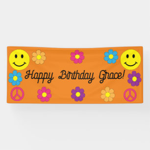 Niedliches Peace Sign Smile Face Happy Birthday Ba Banner